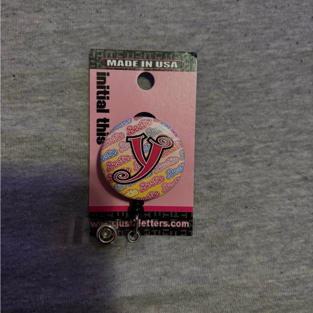 Pink Initial Y Button Pin